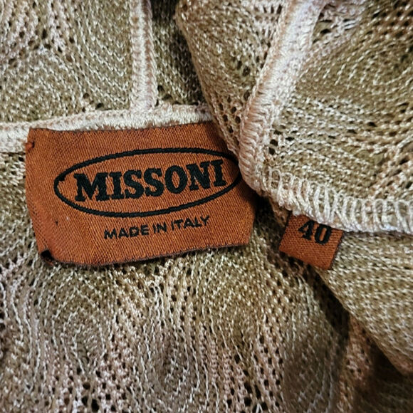 Rare Vintage 2009 Missoni Gold Metallic Crochet Knit Hooded Shawl Dress 40 - Picture 6 of 10